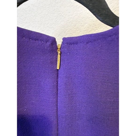 Tory Burch Purple Wool Blend Sleeveless Shift Dress Gold Zip Pockets Size 4 - Picture 7 of 8